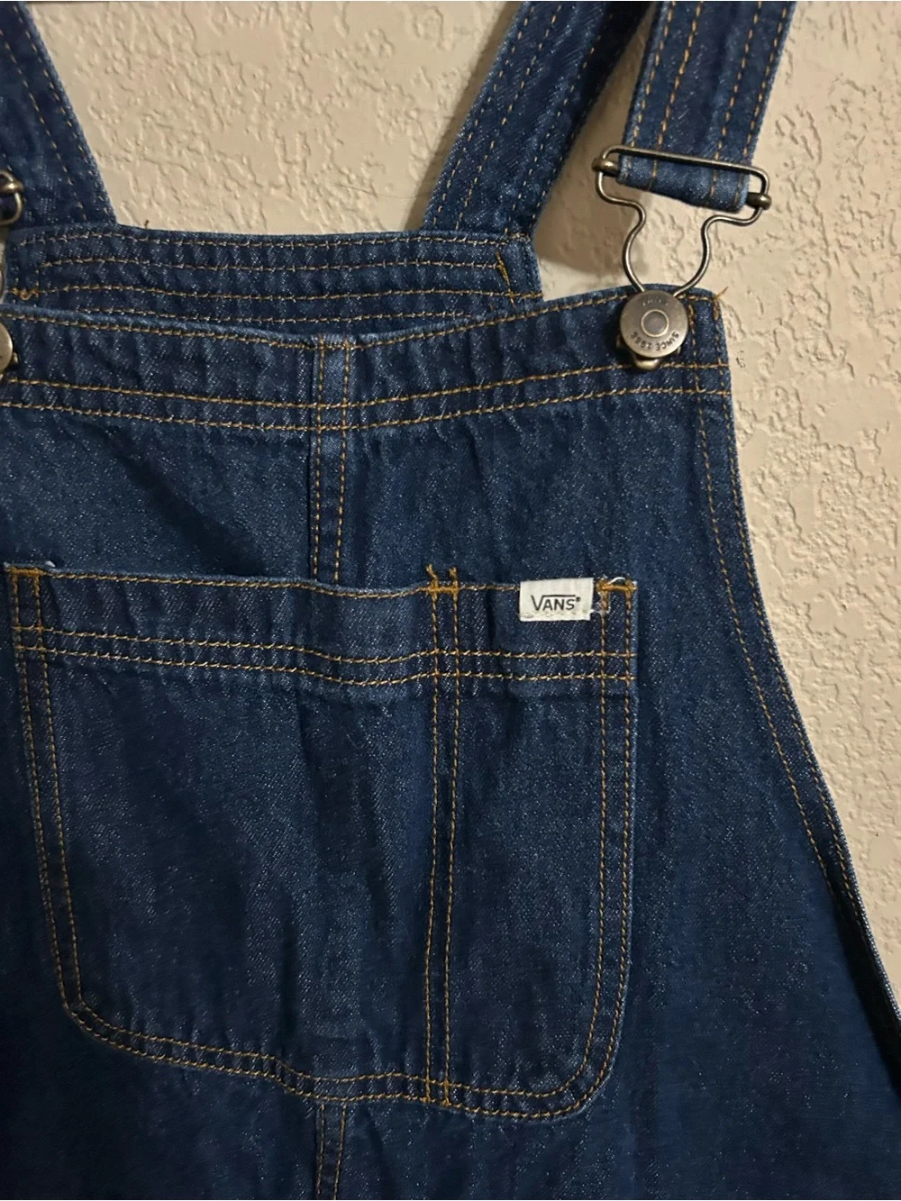 Vans Kids Navy Blue Denim Short Overalls - Picture 2 of 5